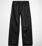 Printed cotton denim pants