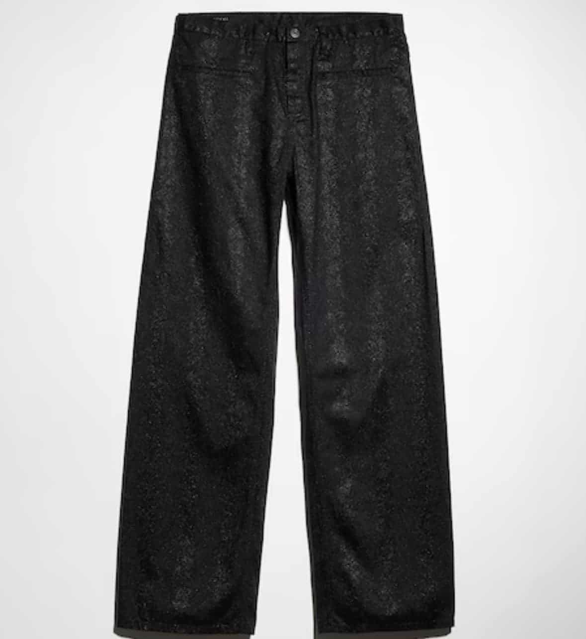Printed cotton denim pants