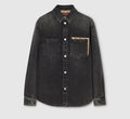 Washed cotton denim shirt