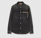 Washed cotton denim shirt