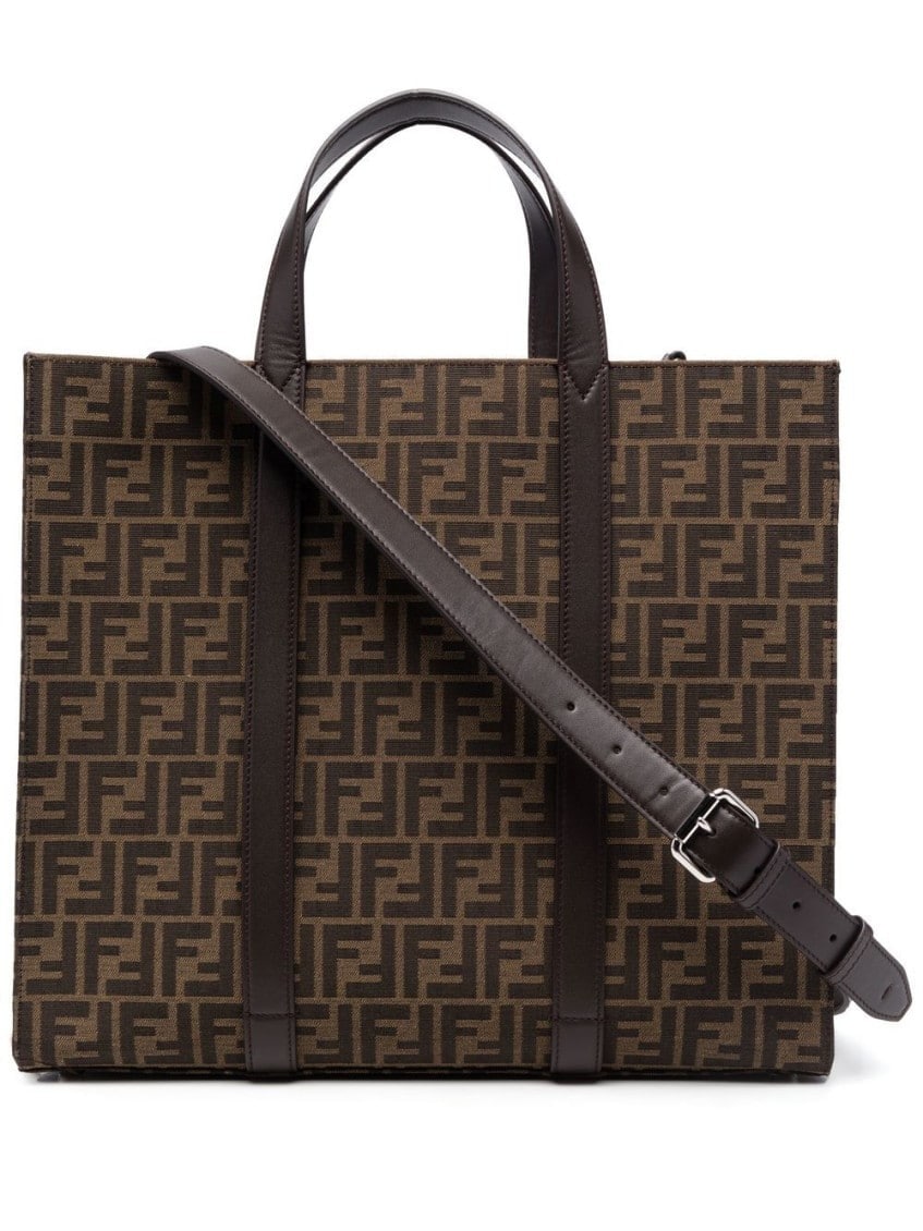 Dark Brown Ff Jacquard-motif Tote Bag