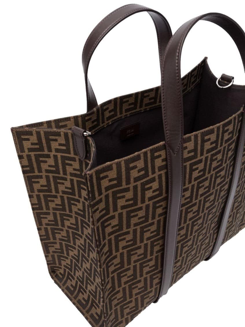 Dark Brown Ff Jacquard-motif Tote Bag