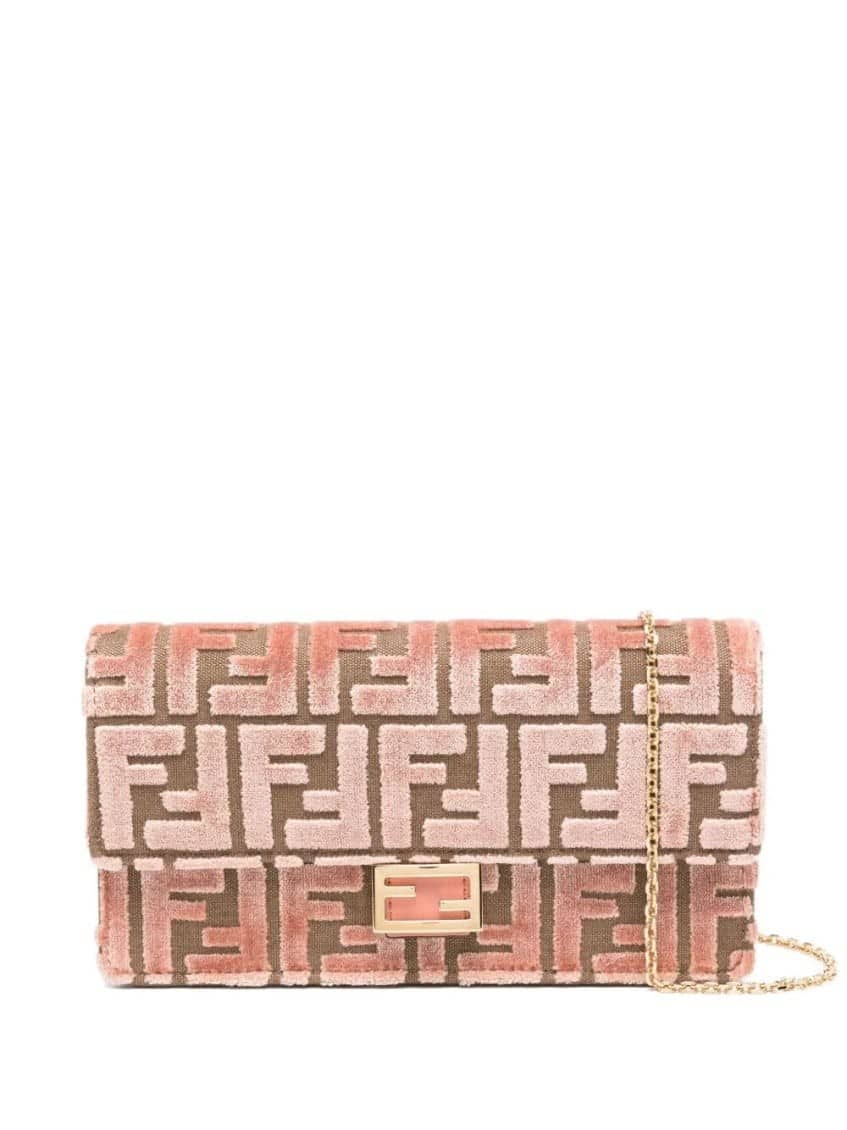 Pink Ff Jacquard Clutch