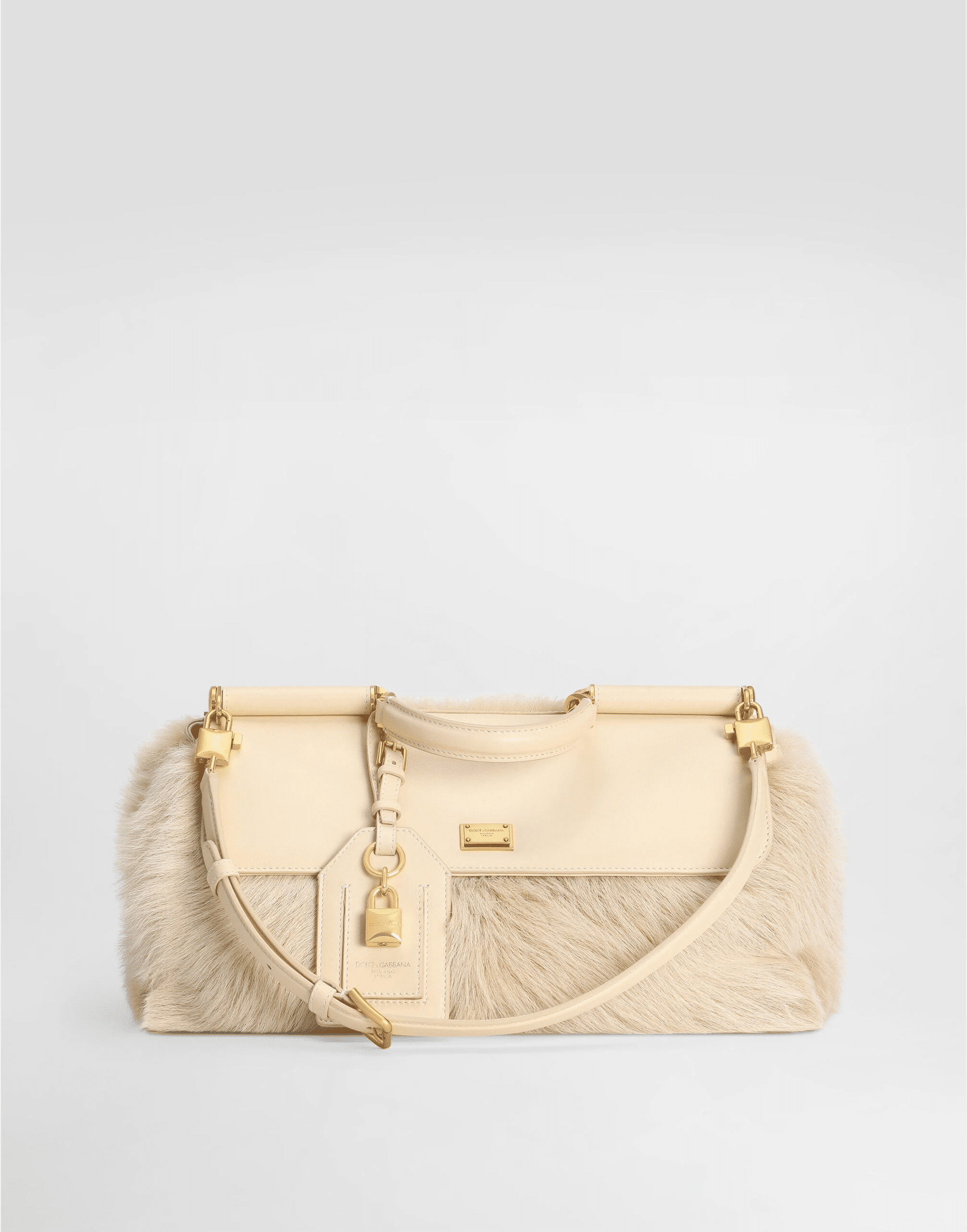 Medium My Sicily fur and plongé calfskin handbag