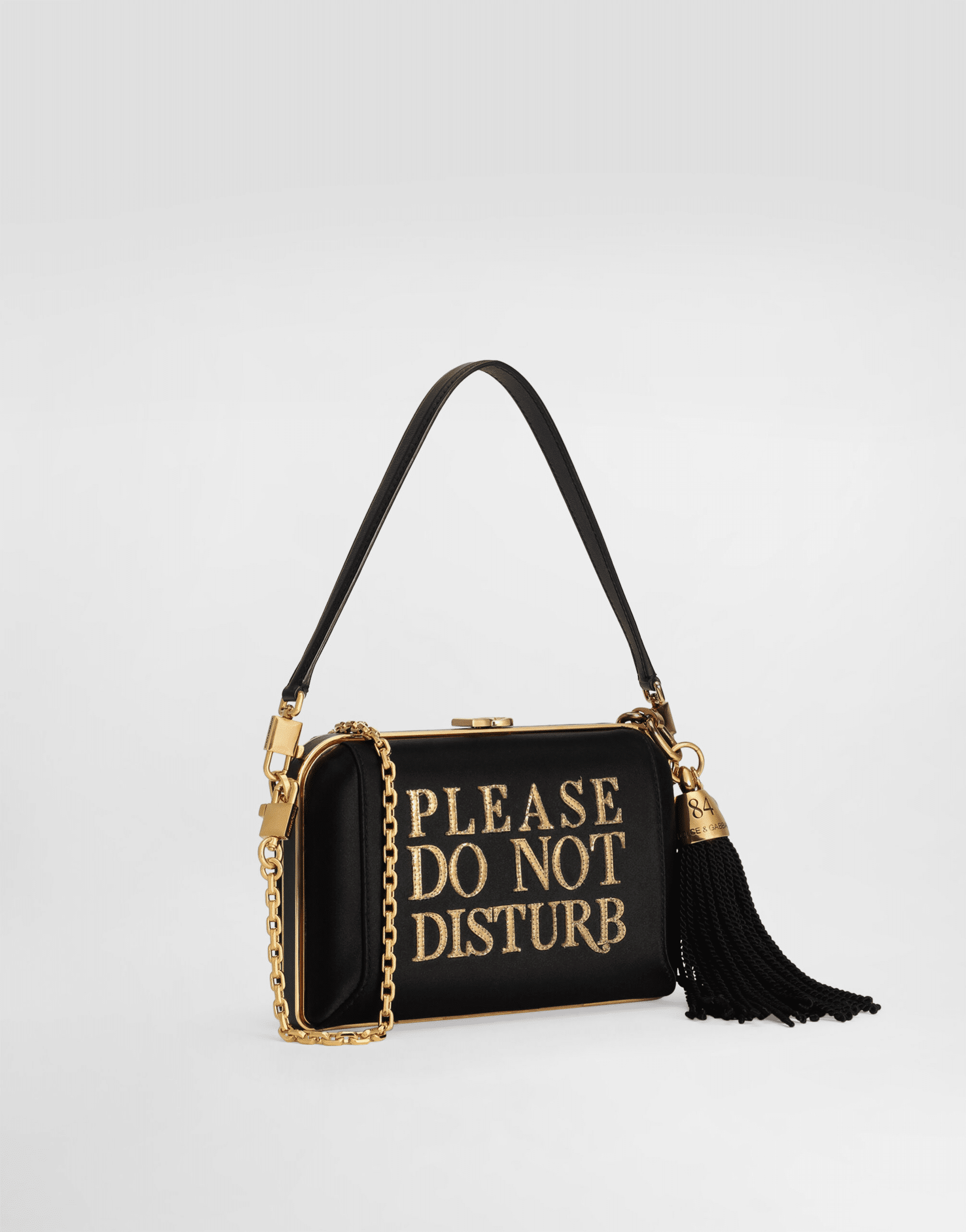 Dolce box satin and laminated ayers handbag