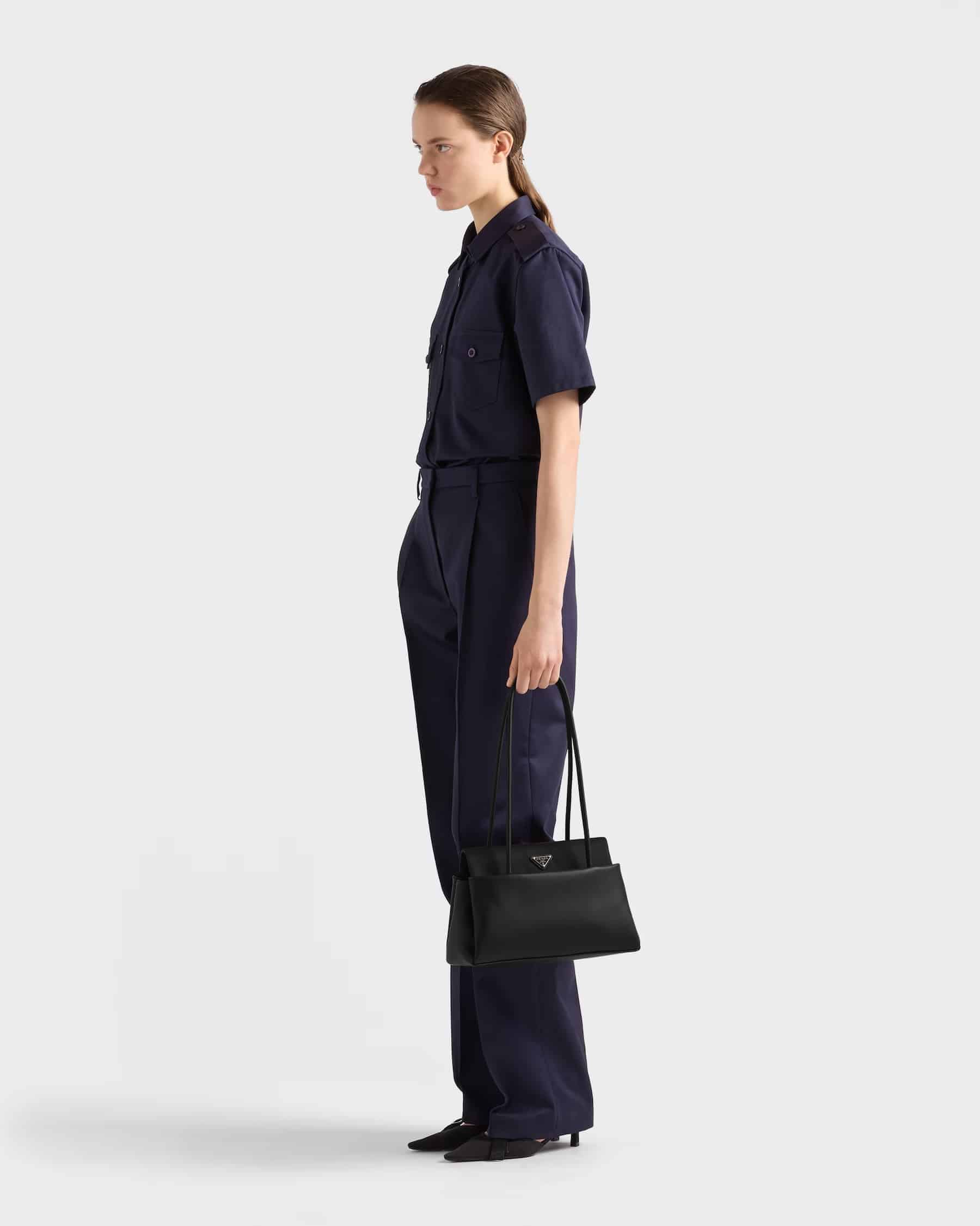 Prada Passage medium leather bag with Re-Nylon flap
