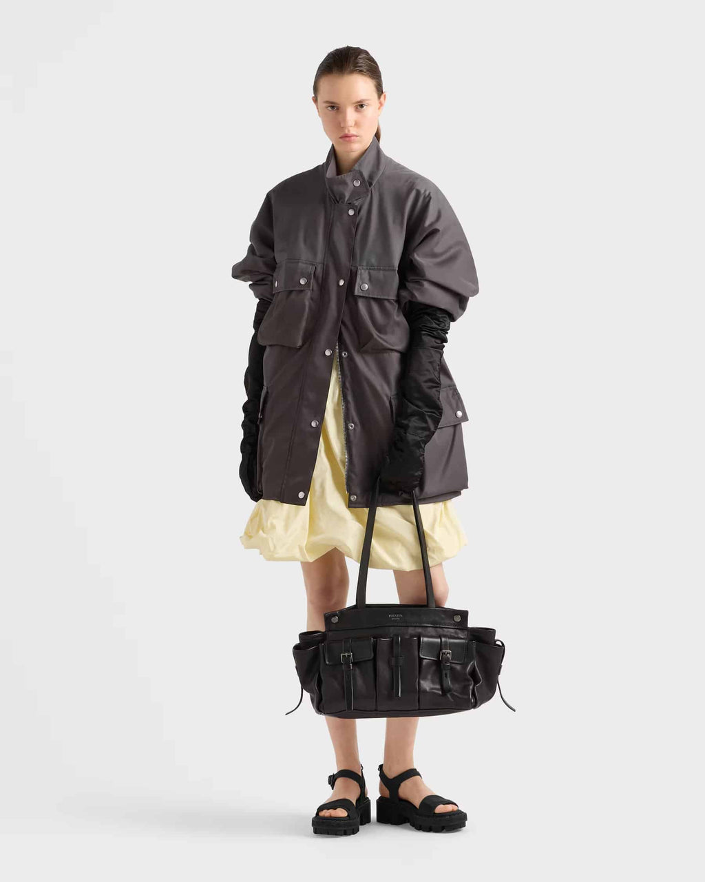 9  Prada Route large leather tote bag