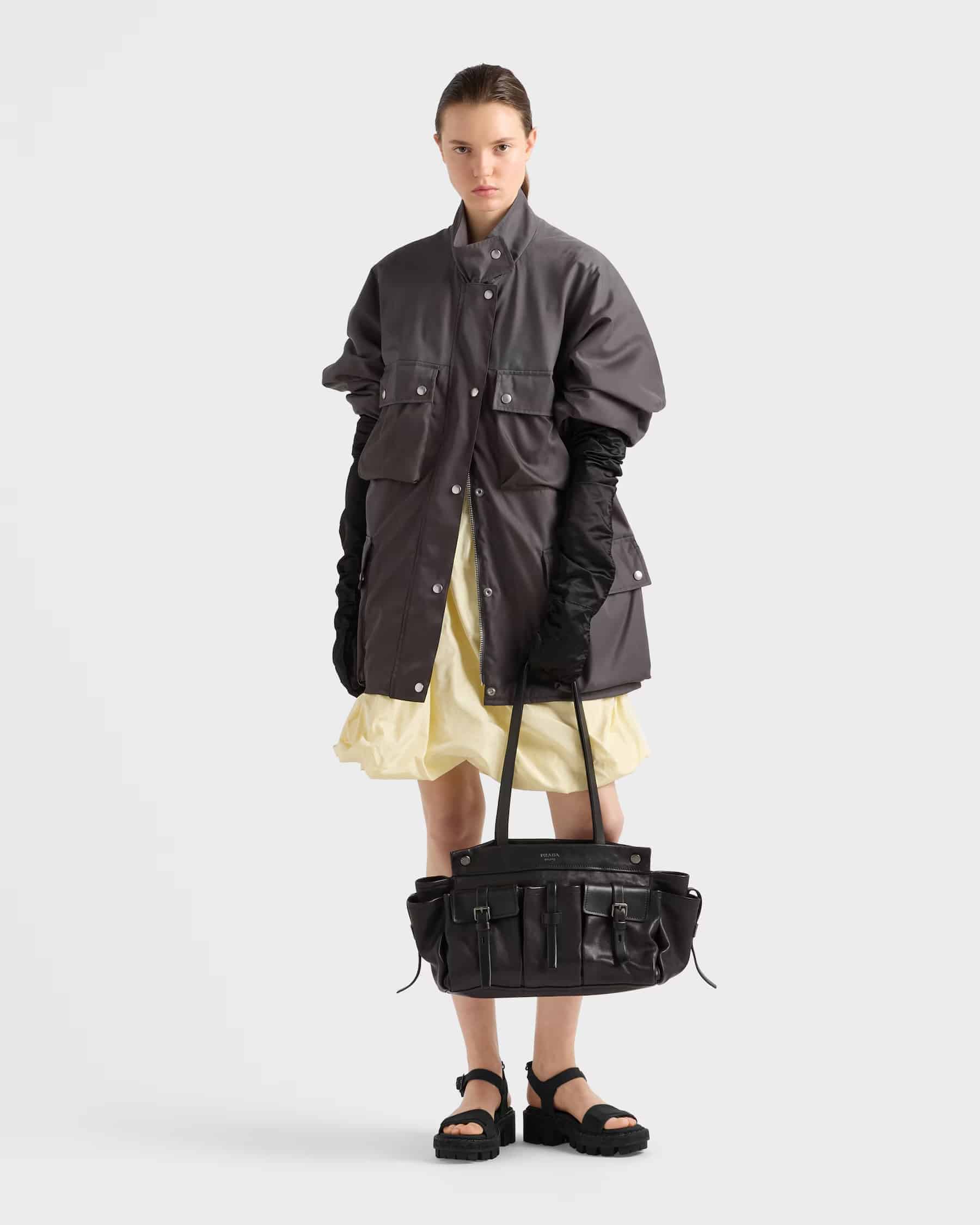 9  Prada Route large leather tote bag