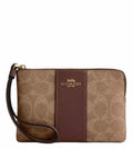 Tan &amp; Brown Logo Wristlet