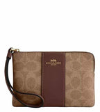 Tan &amp; Brown Logo Wristlet