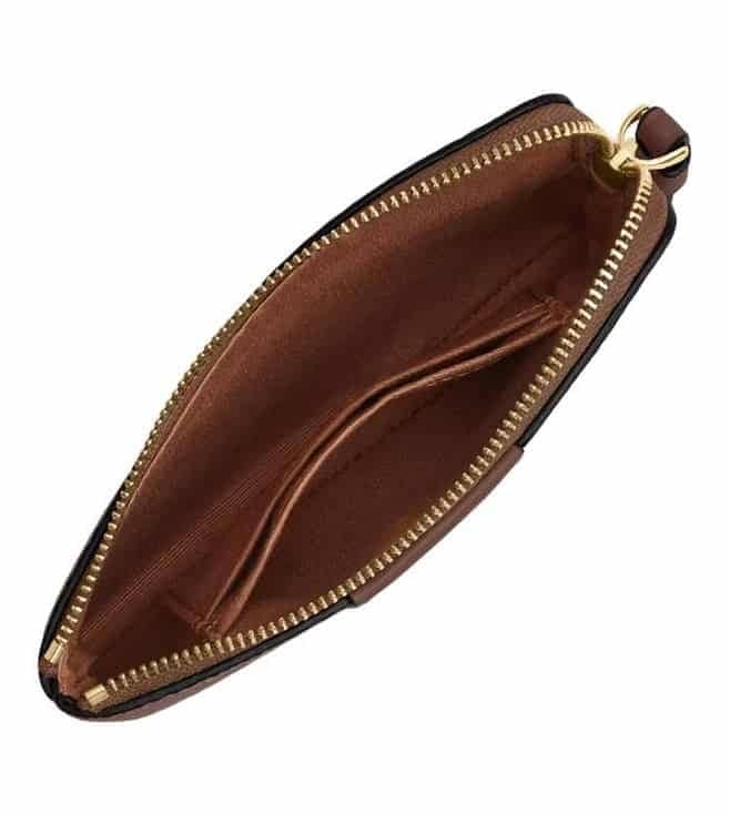 Tan &amp; Brown Logo Wristlet