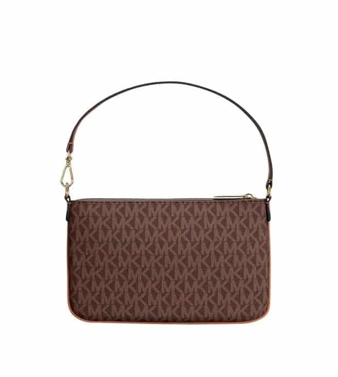 Brown Jet Set Signature Wristlet