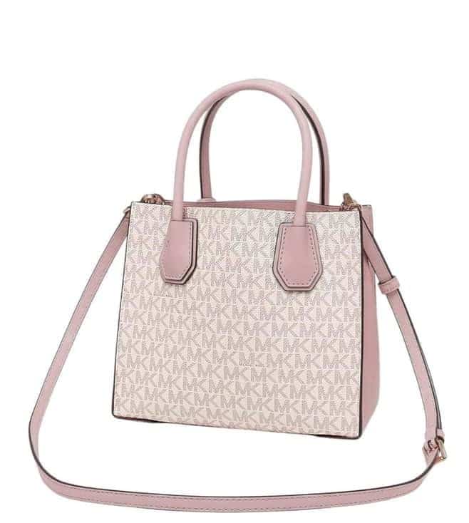 White Mercer Logo Medium Satchel