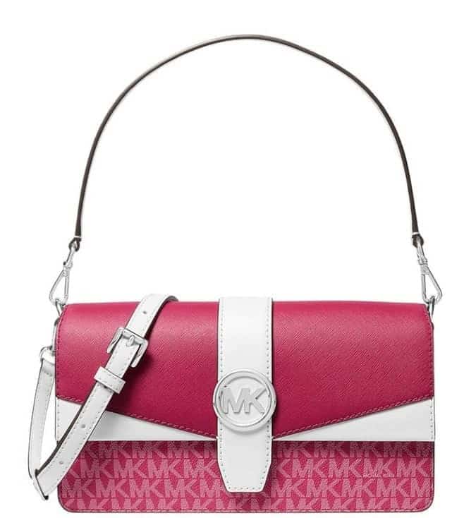 Dark Pink Greenwich Logo Medium Shoulder Bag