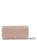 Pink Studded Zip Around Wallet