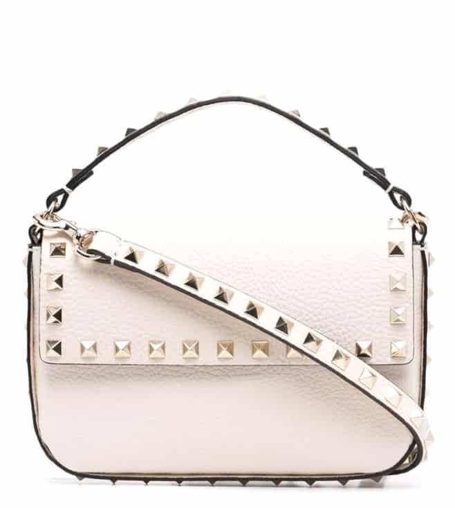 White Rockstud Mini Crossbody Bag