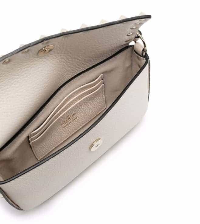 White Rockstud Mini Crossbody Bag