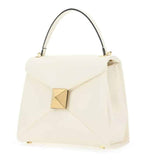 White Rockstud Leather Satchel