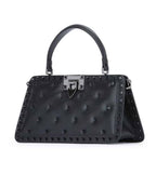 Black Rockstud Studded Leather Cross Body Bag