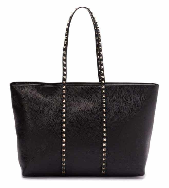 Black Rockstud Studded Leather Tote