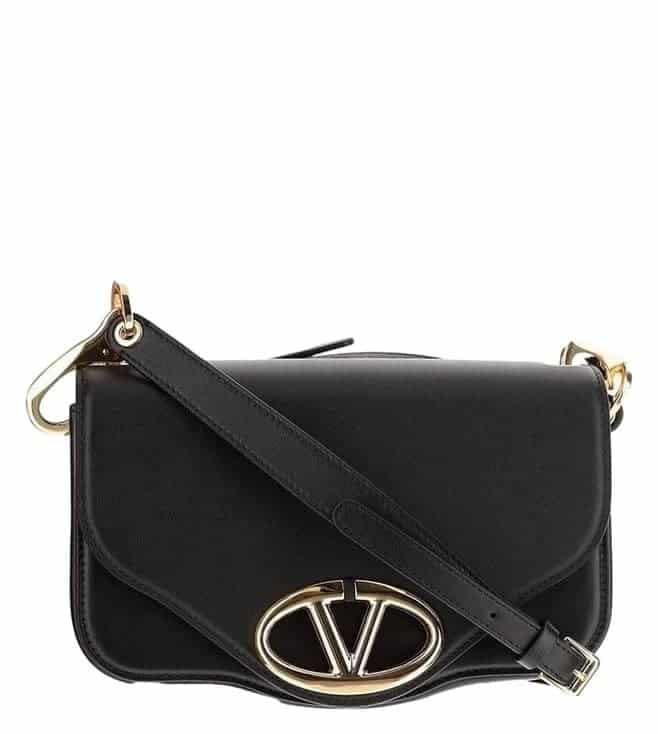 Black Vlogo Signature Leather Cross Body Bag