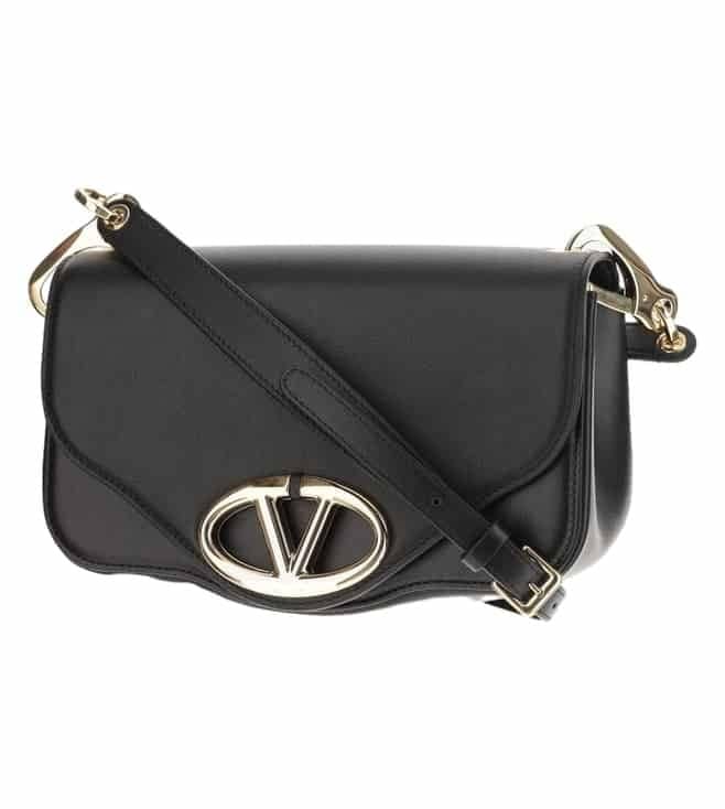 Black Vlogo Signature Leather Cross Body Bag
