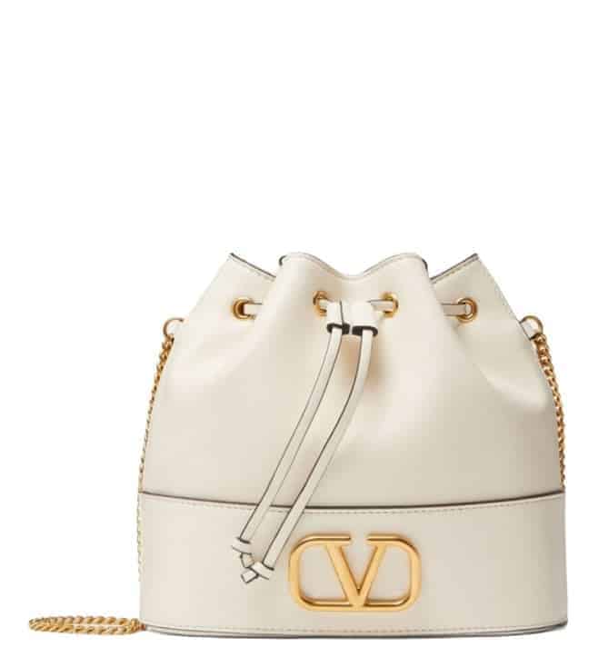 White VLogo Signature Mini Bucket Bag