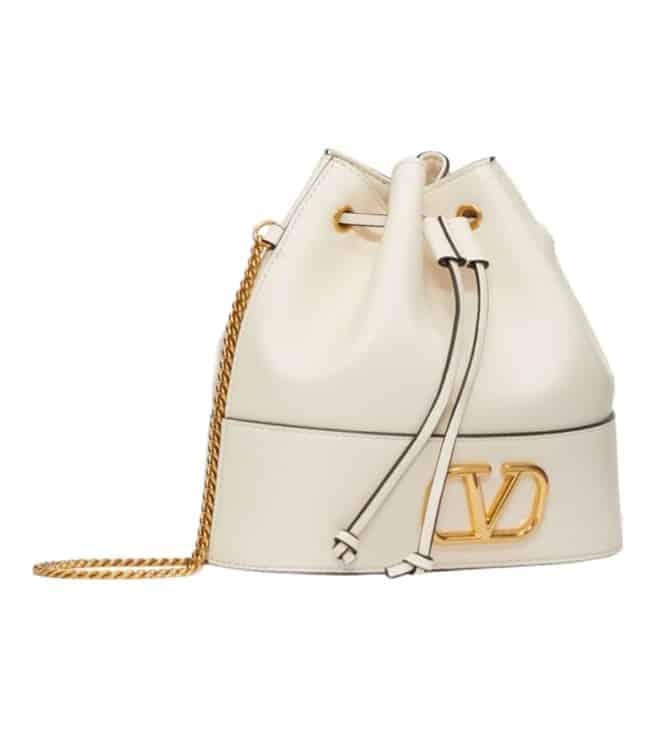 White VLogo Signature Mini Bucket Bag