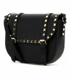 Black Rockstud Studded Leather Cross Body Bag