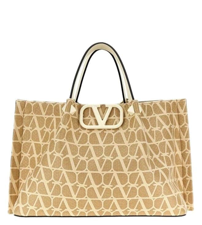 Beige Valentino Garavani Vlogo Signature Tote