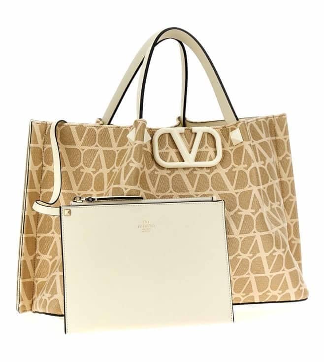 Beige Valentino Garavani Vlogo Signature Tote