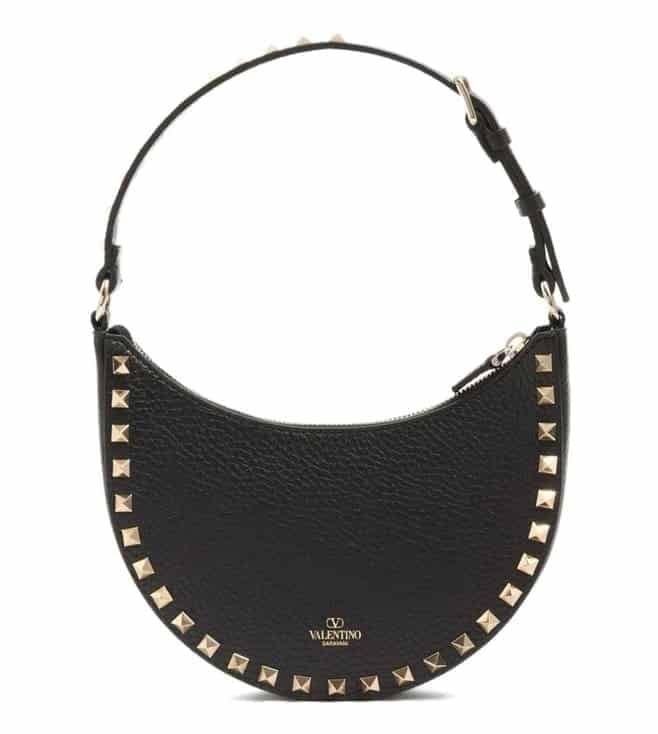 Black Rockstud Mini Hobo Bag