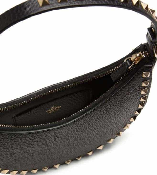 Black Rockstud Mini Hobo Bag