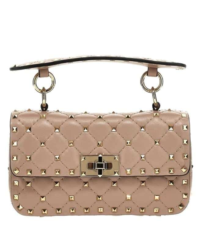 Pink Rockstud Studded Leather Satchel