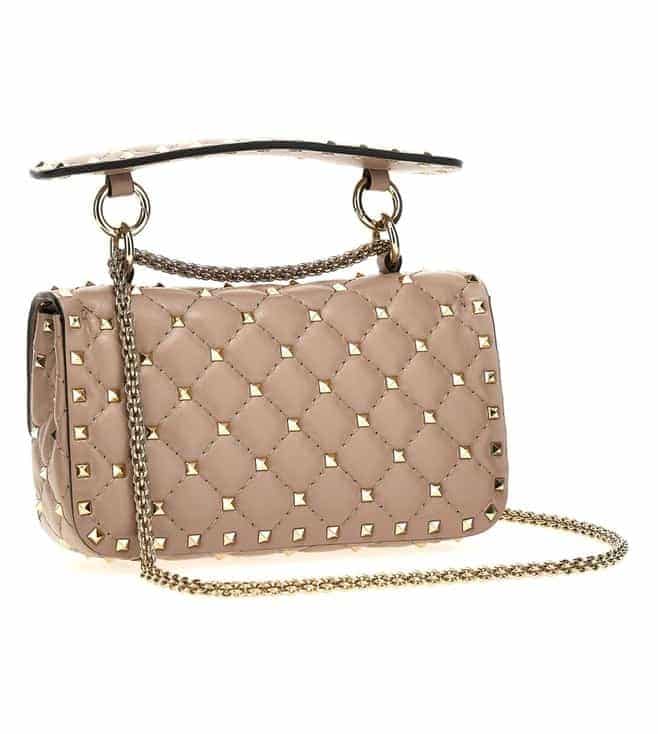 Pink Rockstud Studded Leather Satchel