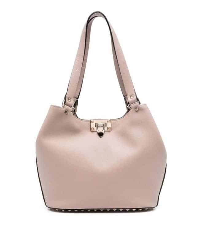 Pink Rockstud Small Leather Tote