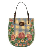 Beige Embroidered Shoulder Bag