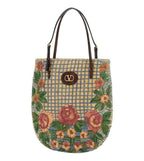 Beige Embroidered Shoulder Bag