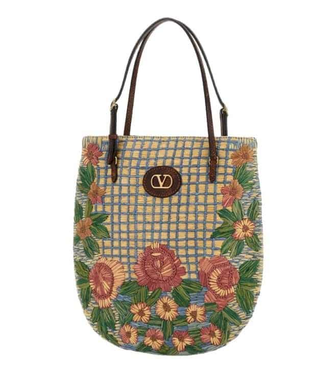 Beige Embroidered Shoulder Bag