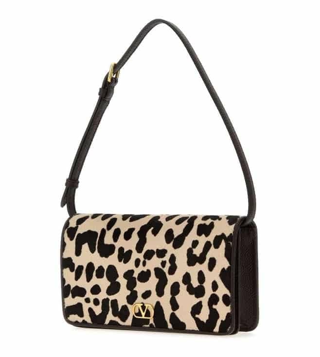 Leopard Print V Logo Shoulder Bag