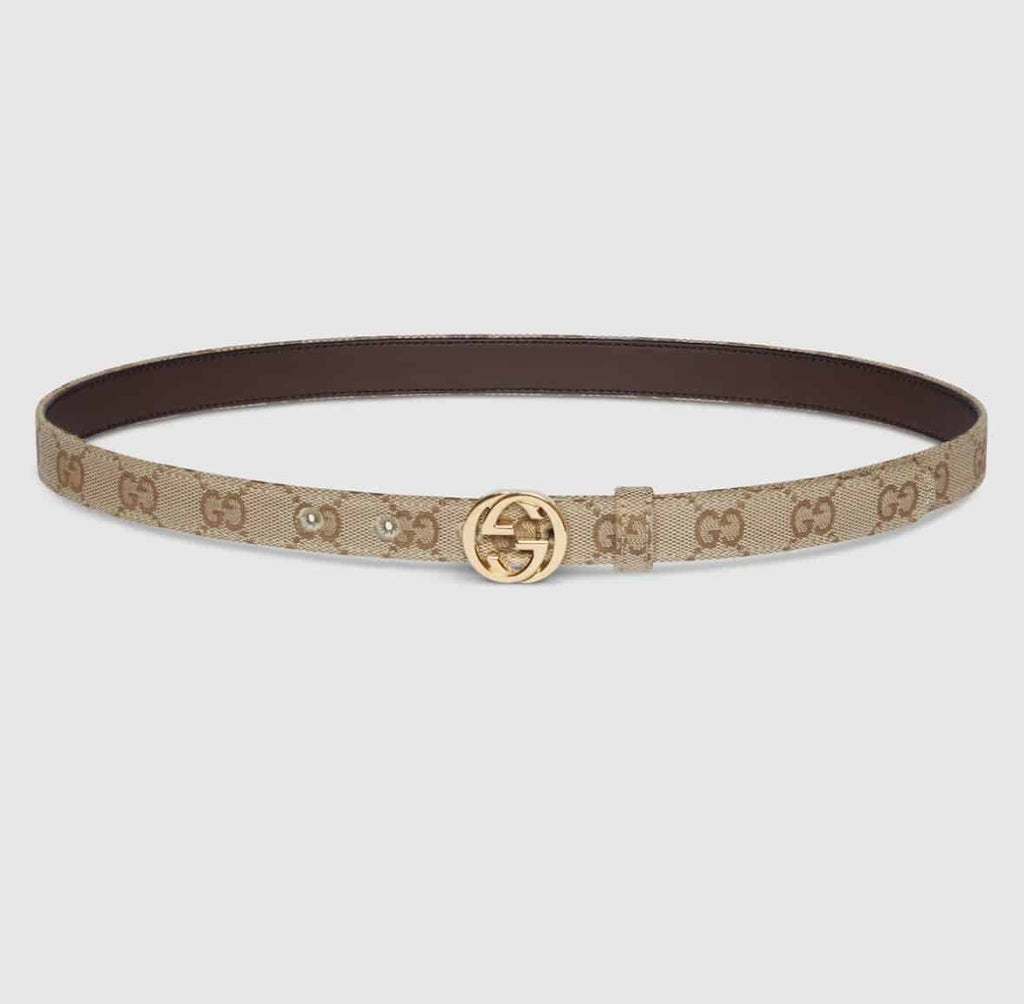 Thin belt with Interlocking G buckle
