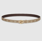 Thin belt with Interlocking G buckle