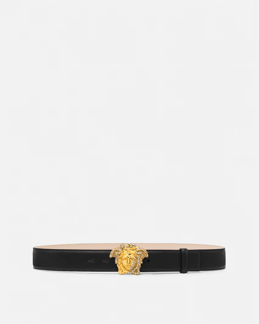 La Medusa Embellished Leather Belt 4 cm