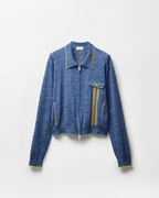 Mouliné Jacquard Knit Zip Sweater