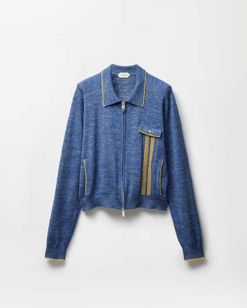 Mouliné Jacquard Knit Zip Sweater