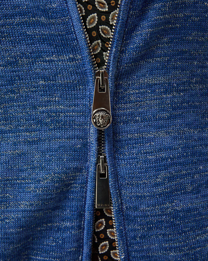 Mouliné Jacquard Knit Zip Sweater