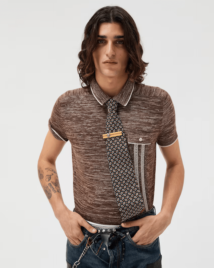 Mouliné Jacquard Knit Polo