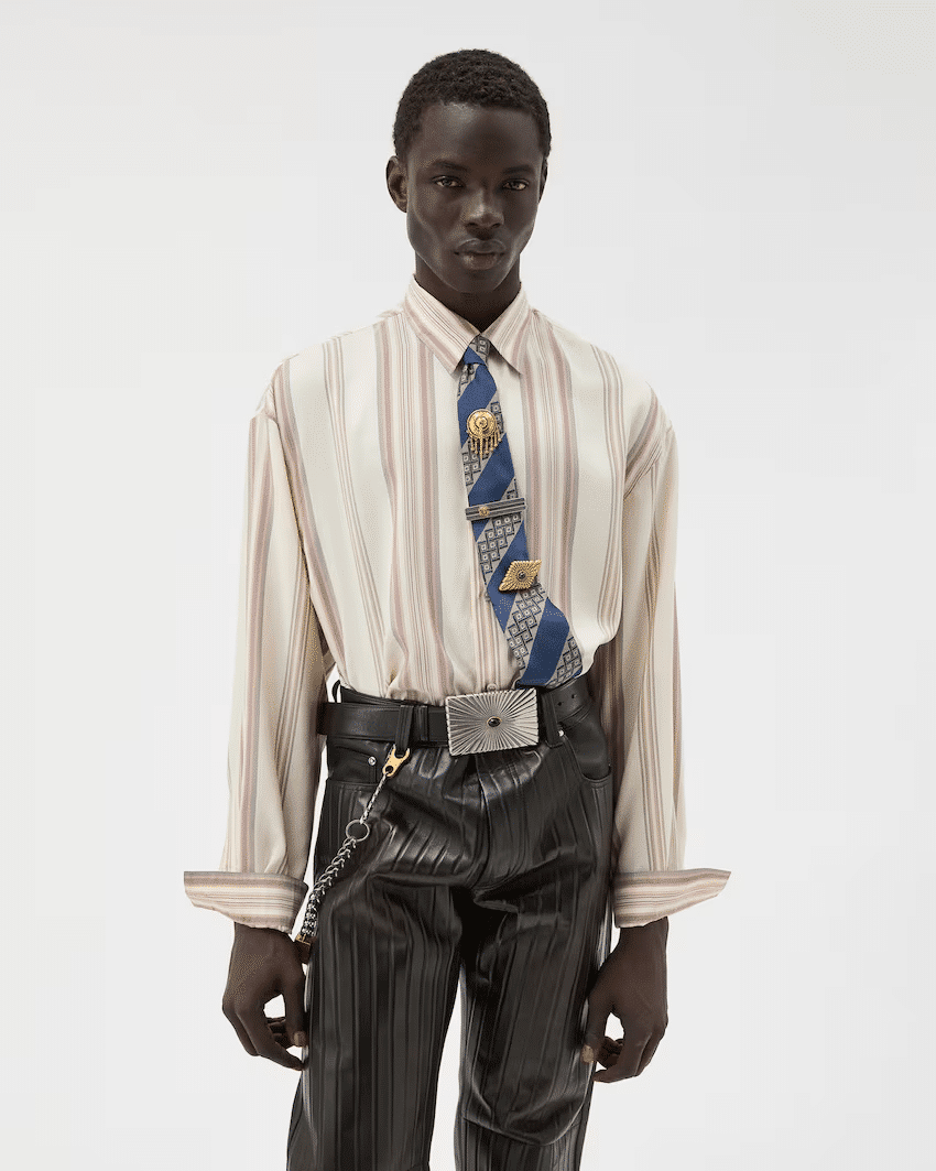 Striped Silk Loose Shirt
