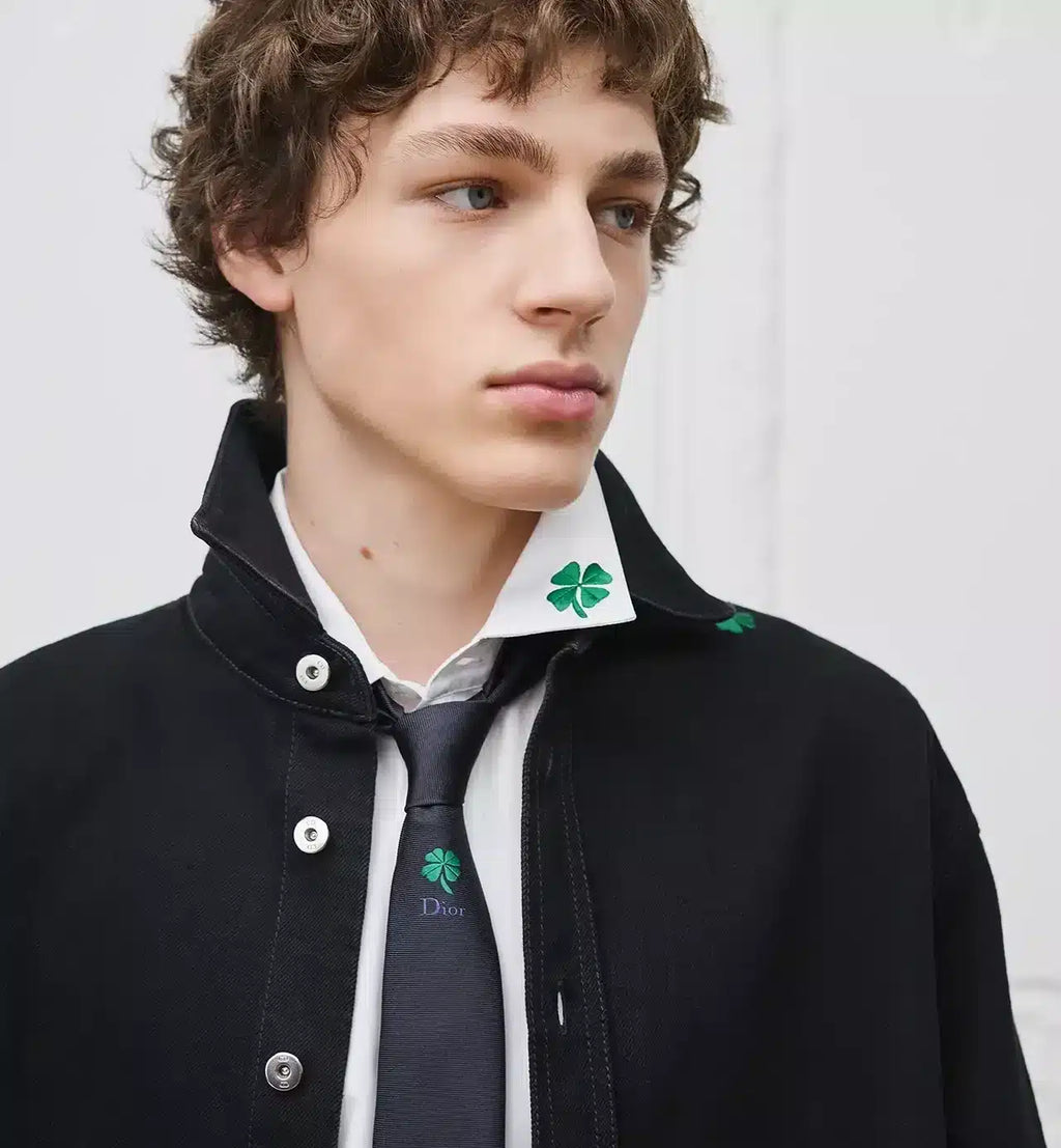 Overshirt with Dior Clover Embroidery
