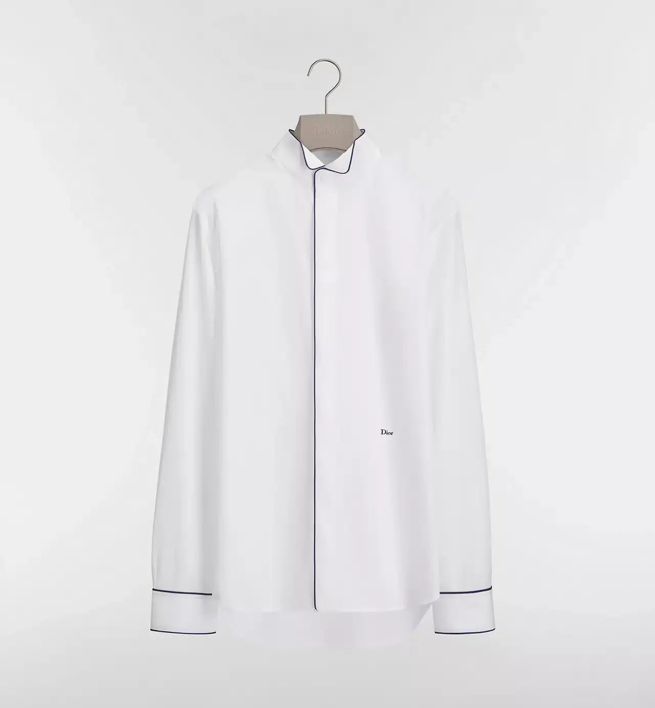 Shirt with Piping and Dior Embroidery